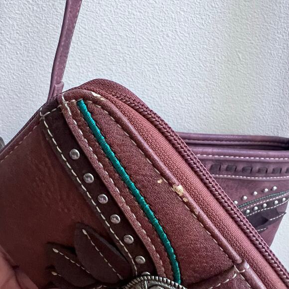 American Bling Wing Buckle Western Boho Crossbody and Wallet Set-Brown NWT - Picture 4 of 7